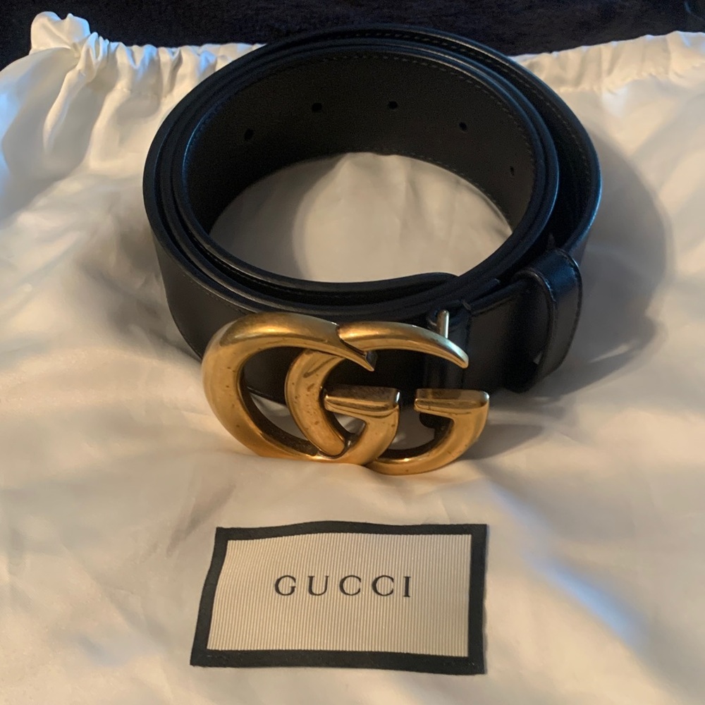 Gucci Black Leather Bag with Gold Accents